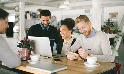 Small team recieving business support