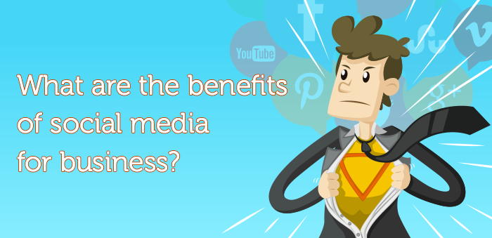 blog article header image for the benefits of social media for business